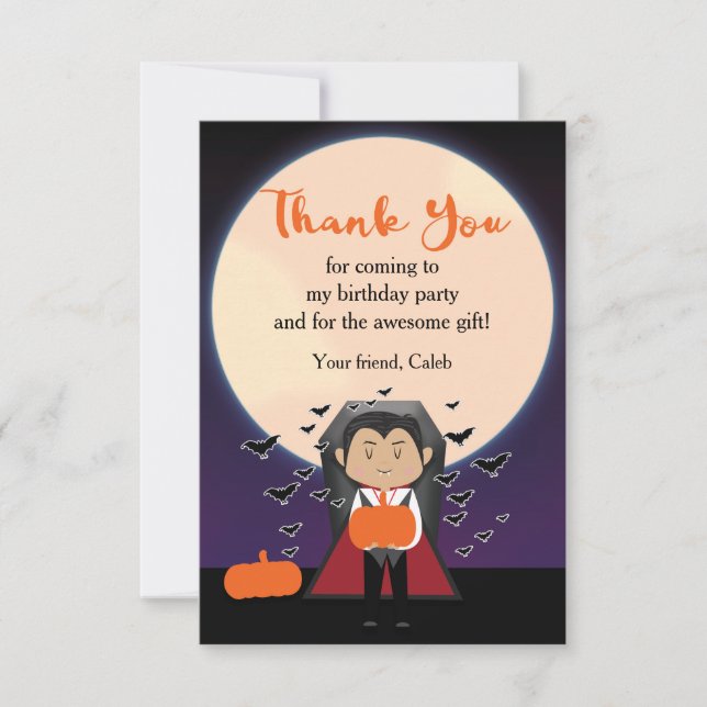 Tarjeta de agradecimiento de Halloween del pequeño (Anverso)