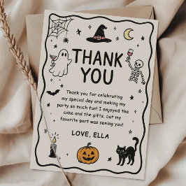 Tarjeta de agradecimiento de Halloween dibujada a 