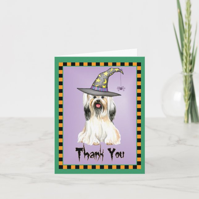 Tarjeta de agradecimiento de Halloween Lhasa Apso (Anverso)
