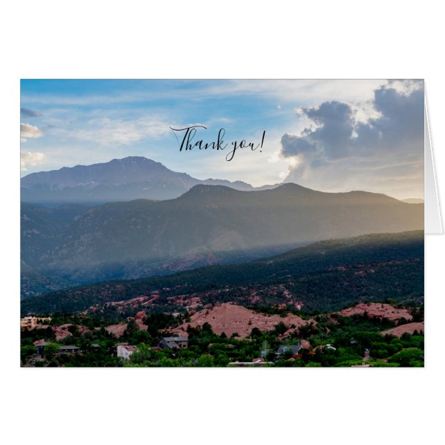 Tarjeta de agradecimiento de Hazy Pikes Peak Sunse (Anverso (Horizontal))