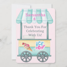 Tarjeta de agradecimiento de helado, cumpleaños de