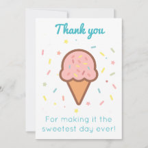 Tarjeta de agradecimiento de helado dulce