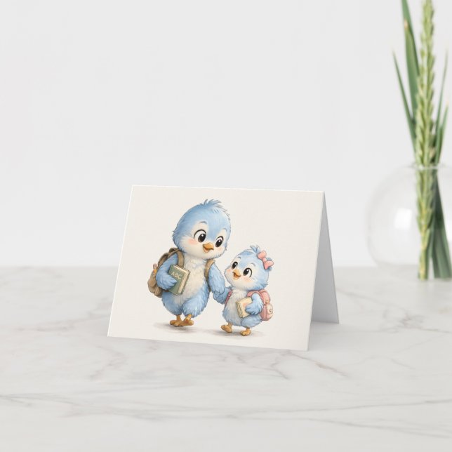 Tarjeta de agradecimiento de hermanos de pajarito  (Anverso)