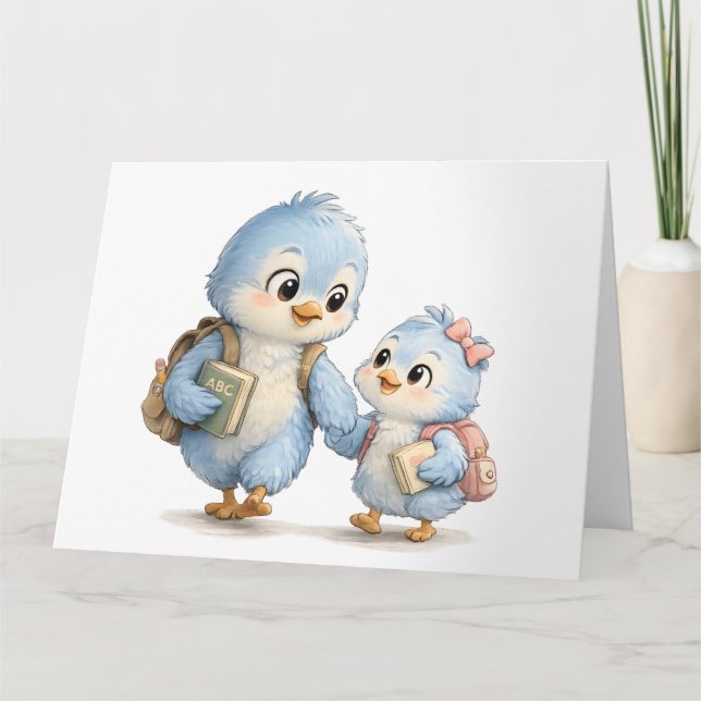 Tarjeta de agradecimiento de hermanos de pajaritos (Anverso)