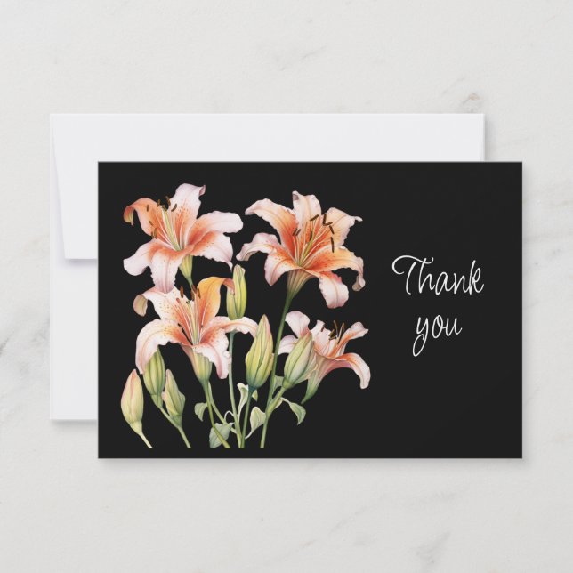 Tarjeta de agradecimiento de hermosas flores de li (Anverso)
