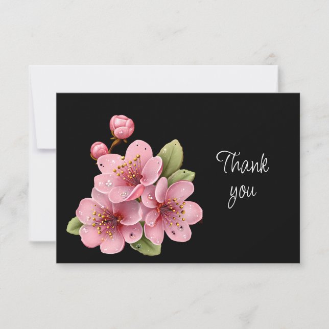 Tarjeta de agradecimiento de hermosas flores de ma (Anverso)