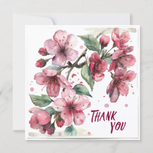 Tarjeta de agradecimiento de hermosas flores rosad