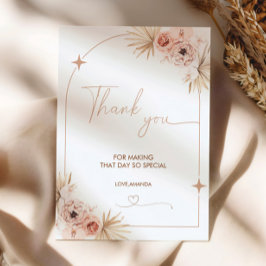 Tarjeta de agradecimiento de hierba de Pampas Boho