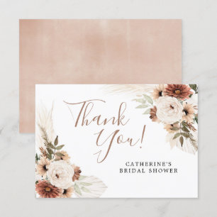 Tarjeta de agradecimiento de hierba de Pampas boho