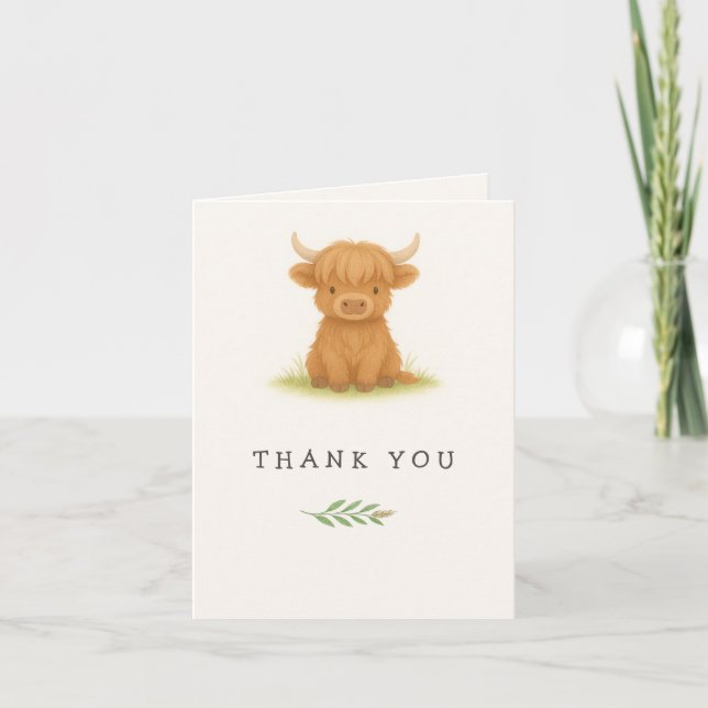 Tarjeta de agradecimiento de Highland Cow Baby Sho (Anverso)