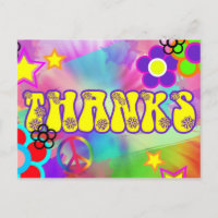 Tarjeta de agradecimiento de Hippy Arcoiris Retro