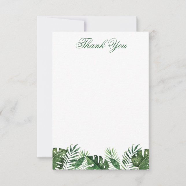 Tarjeta de agradecimiento de hoja de palma tropica (Anverso)