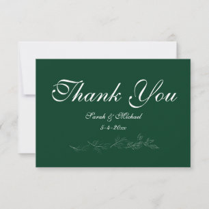 Tarjeta de agradecimiento de hoja verde esmeralda