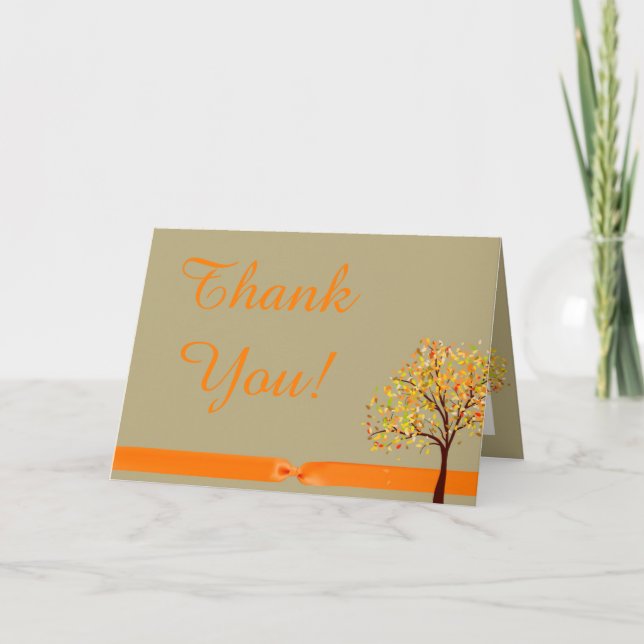Tarjeta de agradecimiento de hojas caídas de otoño (Anverso)