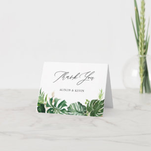 Tarjeta de agradecimiento de hojas de palma tropic