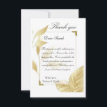 Tarjeta de agradecimiento de hojas doradas planas<br><div class="desc">Esta Tarjeta de Agradecimiento de Boda con Hoja de Oro proporciona un toque final sofisticado a tu viaje de boda, diseñada expertamente para cerrar la brecha entre la gratitud personal y la papelería de grado profesional. Al presentar motivos brillantes de hoja de oro metálica contra un lienzo blanco limpio, la...</div>
