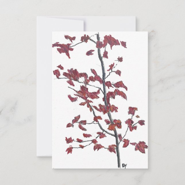 Tarjeta de agradecimiento de hojas rojas (Anverso)
