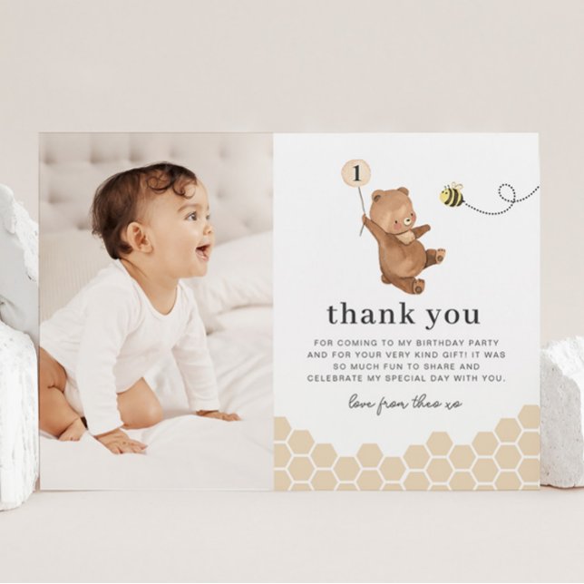 Tarjeta de agradecimiento de Honey Bear First Bee  (Subido por el creador)