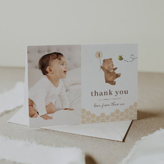 Tarjeta de agradecimiento de Honey Bear First Bee