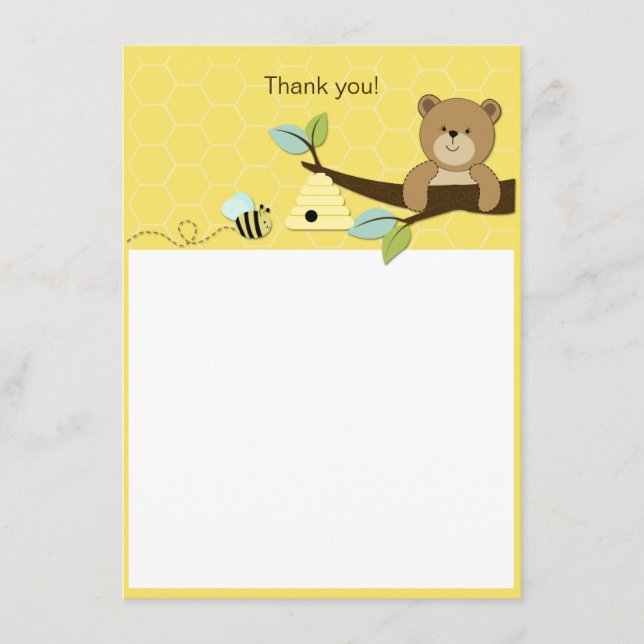 Tarjeta de agradecimiento de Honey Bear y Bee Flat (Anverso)