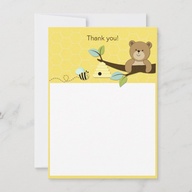 Tarjeta de agradecimiento de Honey Bear y Bee Flat (Anverso)