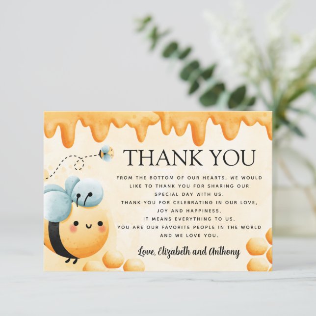 Tarjeta de agradecimiento de Honey Bee (Anverso de pie)