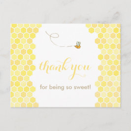 tarjeta de agradecimiento de honeycomb, abeja grac