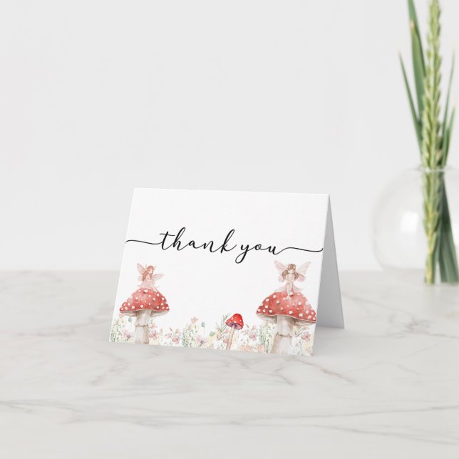 Tarjeta de agradecimiento de hongo hada del bosque (Anverso)