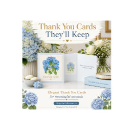 Tarjeta de agradecimiento de Hortensia Azul Floral