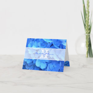 Tarjeta de agradecimiento de Hortensia Azul Monogr