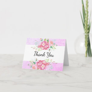 Tarjeta de agradecimiento de hortensia rosa elegan