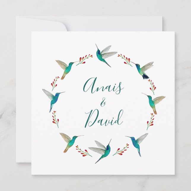 Tarjeta de agradecimiento de Hummingbird Wreath Bo (Anverso)