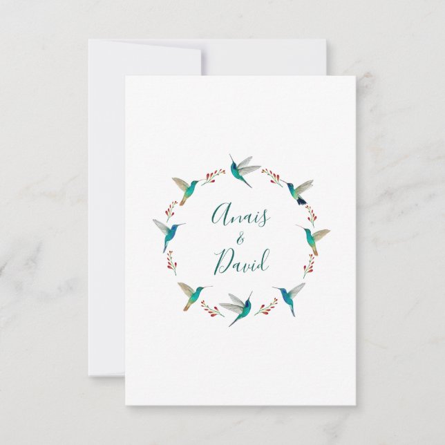Tarjeta de agradecimiento de Hummingbird Wreath Bo (Anverso)