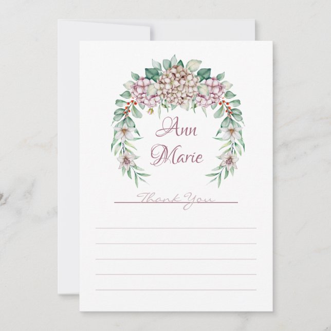 Tarjeta de agradecimiento de Hydrangea (Anverso)