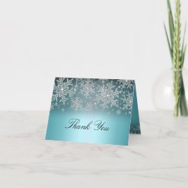 Tarjeta de agradecimiento de invierno azul copo de
