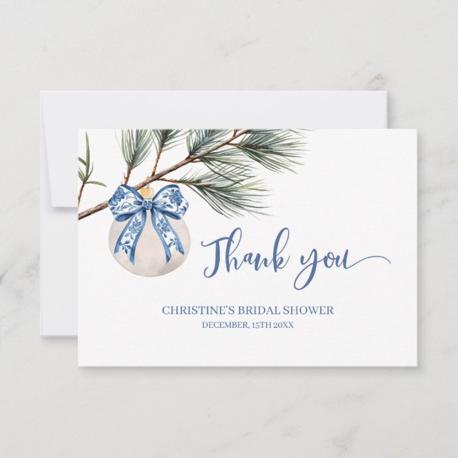 Tarjeta de agradecimiento de invierno chinoiserie  (Anverso)