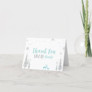 Tarjeta de agradecimiento de invierno mágico azul 