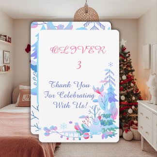 Tarjeta de agradecimiento de invierno mágico, bosq