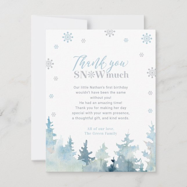 Tarjeta de agradecimiento de invierno Silver & Blu (Anverso)