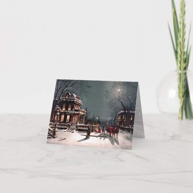 Tarjeta de agradecimiento de invierno victoriano (Anverso)