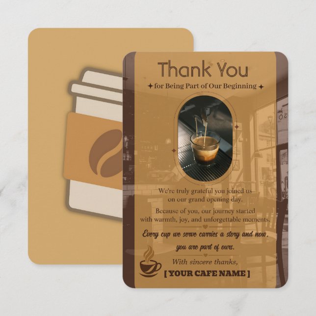 Tarjeta de agradecimiento de invitación de apertur (Anverso / Reverso)
