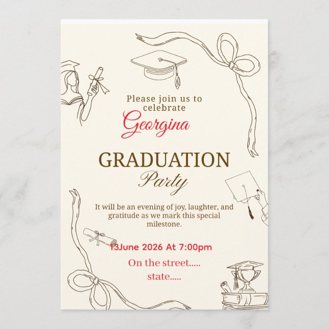 Tarjeta de agradecimiento de invitación de graduac (Anverso)