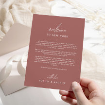 Tarjeta de agradecimiento de itinerario de bienven