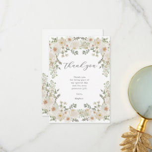 Tarjeta de agradecimiento de Ivory Floral Baby Sho