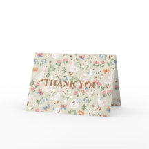 Tarjeta de agradecimiento de jardín floral verde