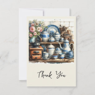 Tarjeta de agradecimiento de juego de café antiguo
