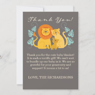 Tarjeta de agradecimiento de Jungle Lion Baby Show
