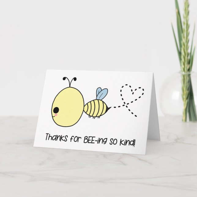 Tarjeta de agradecimiento de Kawaii Bee (Anverso)