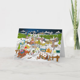 Tarjeta De Agradecimiento De kerstman ariveert in het kerstdorp
