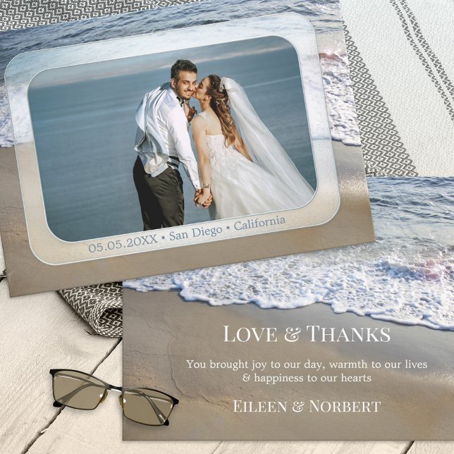 Tarjeta de agradecimiento de la boda de la playa c (Subido por el creador)
